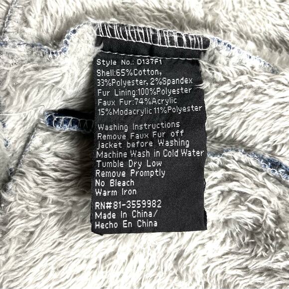 NEW Coalition LA Sz XL Faux Fur Collar and Lining Cropped Denim Jean Jacket NWT - Picture 16 of 16